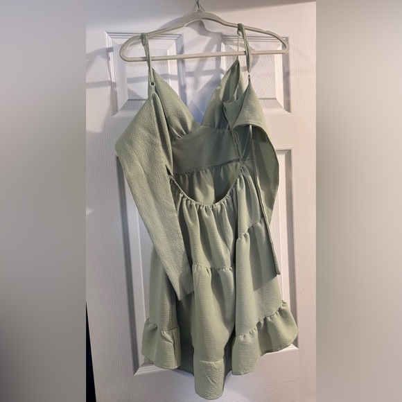 SHEIN Sage Green Textured Tiered Dress - Picture 2 of 3